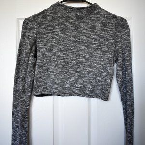 Forever 21 Gray Heathered Mock Neck Crop Top